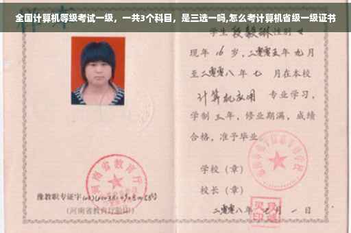全国计算机等级考试一级，一共3个科目，是三选一吗,怎么考计算机省级一级证书