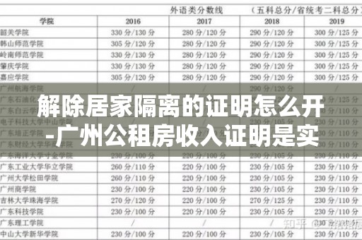 解除居家隔离的证明怎么开-广州公租房收入证明是实发工资吗