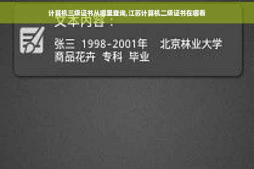 计算机三级证书从哪里查询,江苏计算机二级证书在哪看