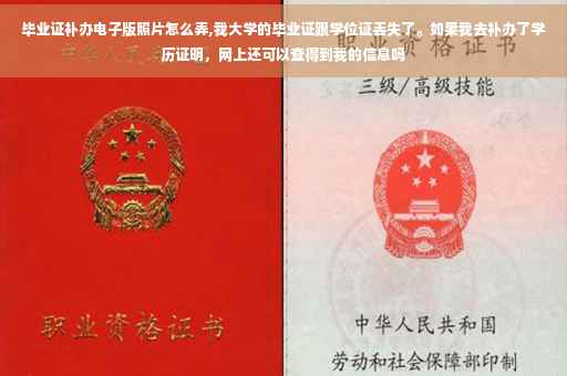 毕业证补办电子版照片怎么弄,我大学的毕业证跟学位证丢失了。如果我去补办了学历证明，网上还可以查得到我的信息吗