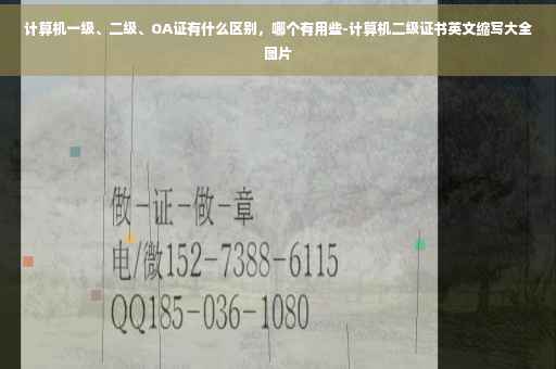 计算机一级、二级、OA证有什么区别，哪个有用些-计算机二级证书英文缩写大全图片