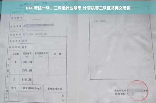BEC考试一级、二级是什么意思,计算机等二级证书英文简称
