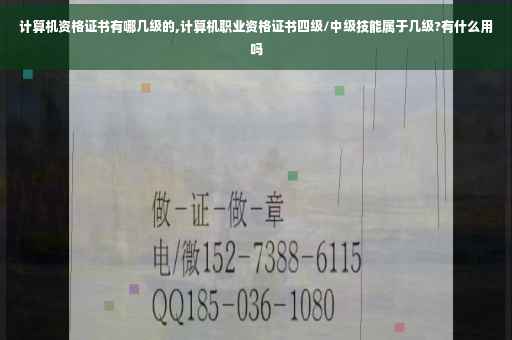 计算机资格证书有哪几级的,计算机职业资格证书四级/中级技能属于几级?有什么用吗