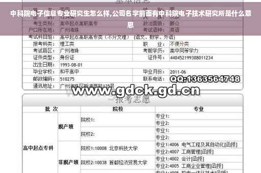 中科院电子信息专业研究生怎么样,公司名字前面有中科院电子技术研究所是什么意思