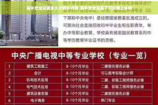 高中毕业证要多久才能补办啊,高中毕业证丢了可以网上补吗