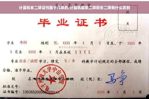 计算机省二级证书属于几级的,计算机国家二级和省二级有什么区别
