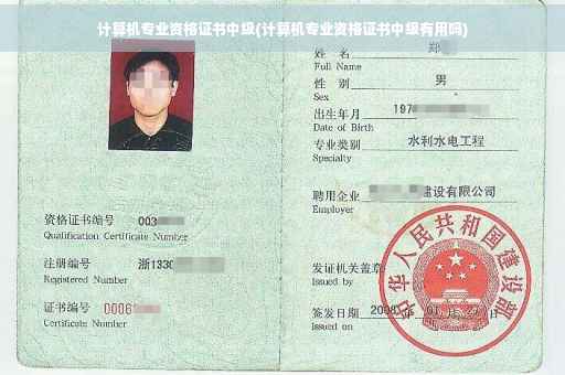 计算机专业资格证书中级(计算机专业资格证书中级有用吗)