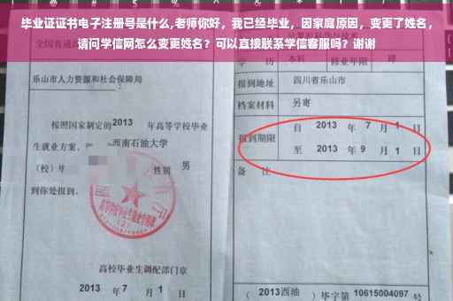 毕业证证书电子注册号是什么,老师你好，我已经毕业，因家庭原因，变更了姓名，请问学信网怎么变更姓名？可以直接联系学信客服吗？谢谢