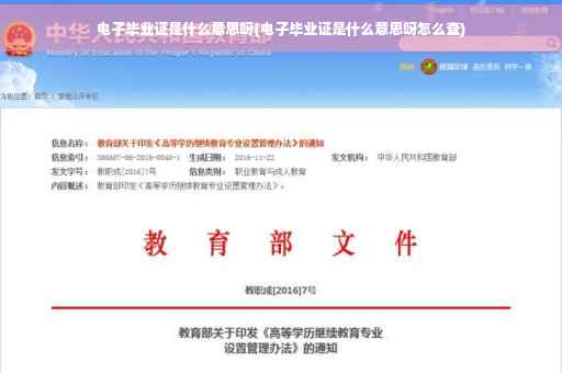 电子毕业证是什么意思呀(电子毕业证是什么意思呀怎么查)