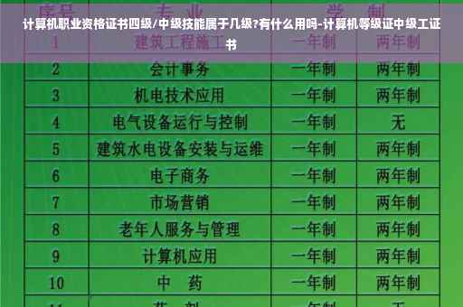计算机职业资格证书四级/中级技能属于几级?有什么用吗-计算机等级证中级工证书