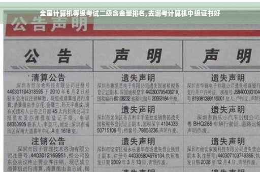 全国计算机等级考试二级含金量排名,去哪考计算机中级证书好