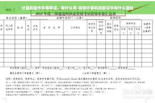 计算机操作员等级证。有什么用-技校计算机技能证书有什么用处