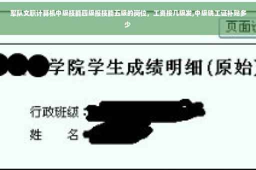 军队文职计算机中级技能四级报技能五级的岗位，工资按几级发,中级铣工证补贴多少