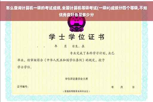 怎么查询计算机一级的考试成绩,全国计算机等级考试(一级B)成绩分四个等级,不知优秀良好各是多少分