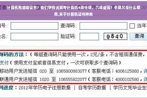 计算机有哪些证书？我们学校说要考计算机4级中级。几级最高？中级又是什么意思,关于计算机证书种类