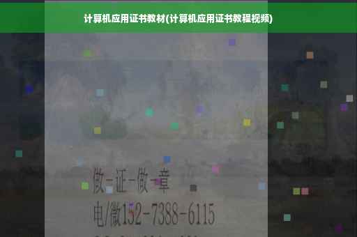 计算机应用证书教材(计算机应用证书教程视频)