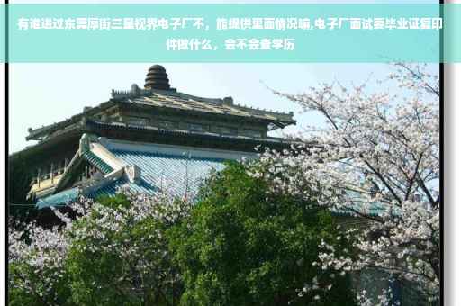 有谁进过东莞厚街三星视界电子厂不，能提供里面情况嘛,电子厂面试要毕业证复印件做什么，会不会查学历