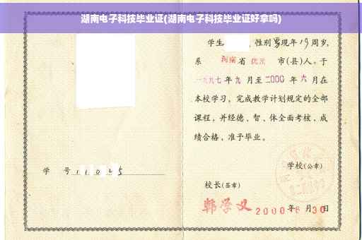 湖南电子科技毕业证(湖南电子科技毕业证好拿吗)
