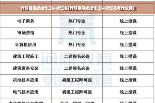 计算机系统操作工中级证书(计算机系统操作工中级证书有什么用)