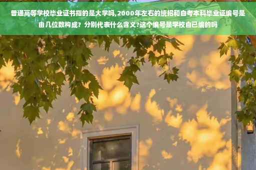 普通高等学校毕业证书指的是大学吗,2000年左右的统招和自考本科毕业证编号是由几位数构成？分别代表什么含义?这个编号是学校自已编的吗