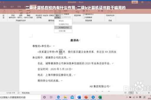 二级计算机在校内有什么作用-二级b计算机证书能干嘛用的