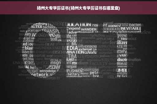 扬州大专学历证书(扬州大专学历证书在哪里查)