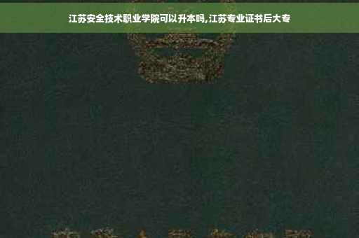 江苏安全技术职业学院可以升本吗,江苏专业证书后大专