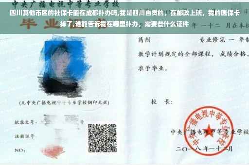 四川其他市区的社保卡能在成都补办吗,我是四川自贡的，在邮政上班，我的医保卡掉了,谁能告诉我在哪里补办，需要些什么证件
