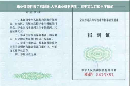 毕业证原件丢了危险吗,大学毕业证书丢失，可不可以打印电子版的