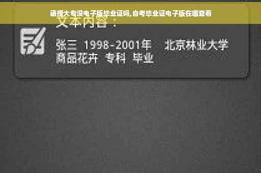 函授大专没电子版毕业证吗,自考毕业证电子版在哪查看