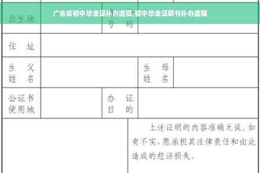 广东省初中毕业证补办流程,初中毕业证明书补办流程
