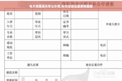 电大档案丢失怎么补救,补办毕业证需要档案嘛