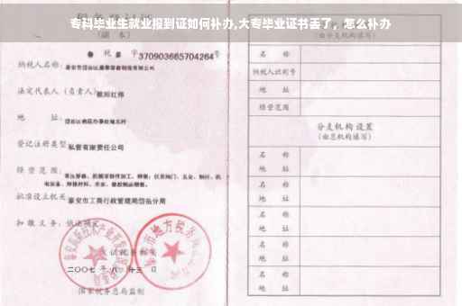专科毕业生就业报到证如何补办,大专毕业证书丢了，怎么补办