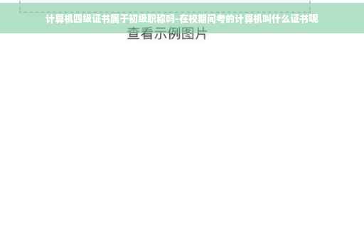 计算机四级证书属于初级职称吗-在校期间考的计算机叫什么证书呢