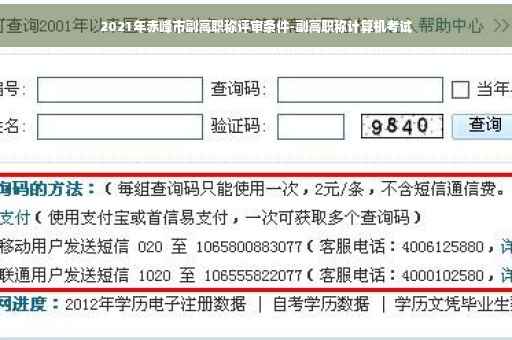 2021年赤峰市副高职称评审条件-副高职称计算机考试
