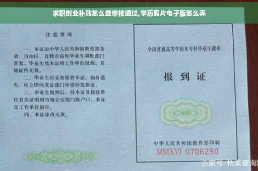 求职创业补贴怎么查审核通过,学历照片电子版怎么弄