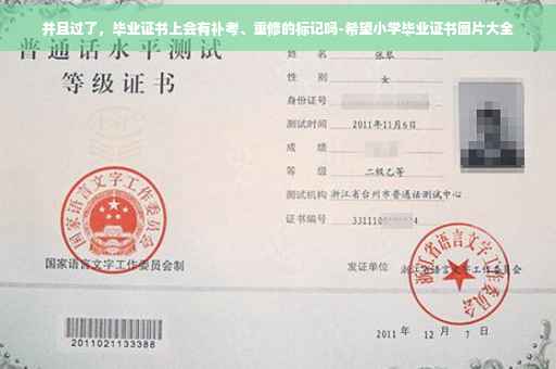 并且过了，毕业证书上会有补考、重修的标记吗-希望小学毕业证书图片大全