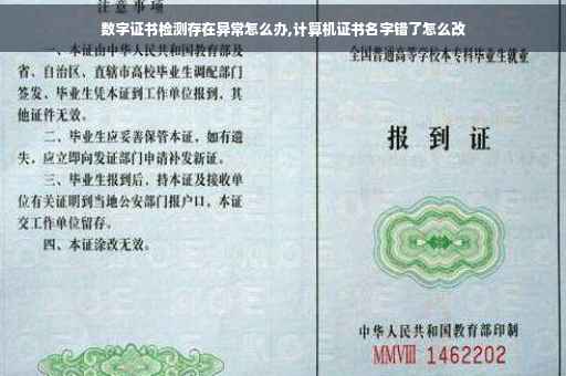 数字证书检测存在异常怎么办,计算机证书名字错了怎么改