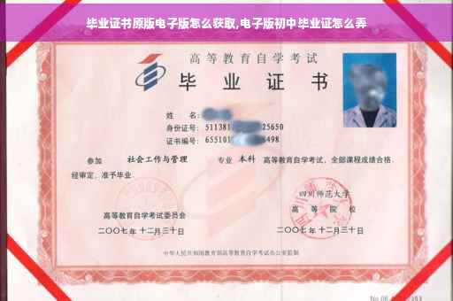 毕业证书原版电子版怎么获取,电子版初中毕业证怎么弄