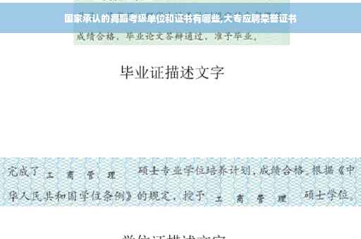 国家承认的舞蹈考级单位和证书有哪些,大专应聘荣誉证书