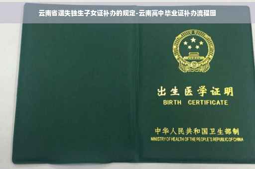云南省遗失独生子女证补办的规定-云南高中毕业证补办流程图