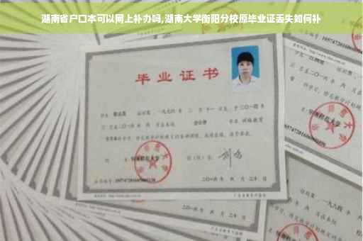 湖南省户口本可以网上补办吗,湖南大学衡阳分校原毕业证丢失如何补