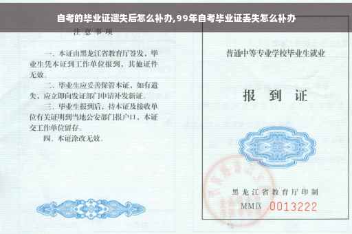 自考的毕业证遗失后怎么补办,99年自考毕业证丢失怎么补办