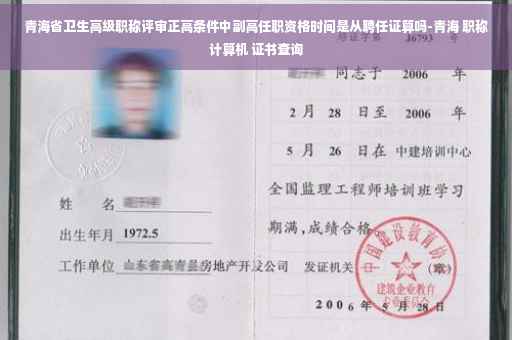 青海省卫生高级职称评审正高条件中副高任职资格时间是从聘任证算吗-青海 职称计算机 证书查询