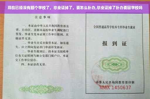 现在已经没有那个学校了，毕业证掉了，要怎么补办,毕业证掉了补办要回学校吗
