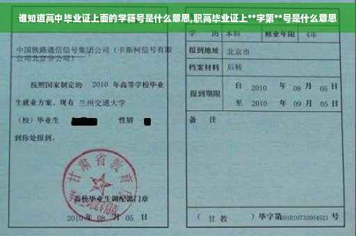 谁知道高中毕业证上面的学籍号是什么意思,职高毕业证上**字第**号是什么意思