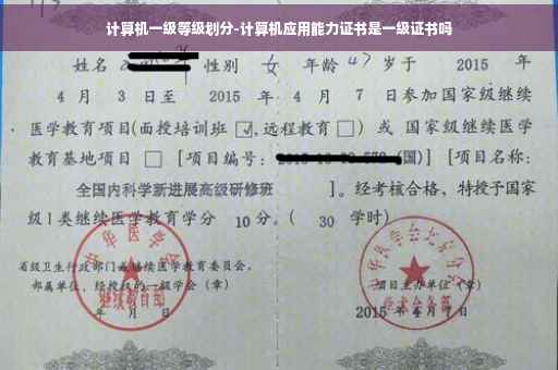 计算机一级等级划分-计算机应用能力证书是一级证书吗