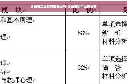 计算机二级都有哪些证书-计算机初中高级证书
