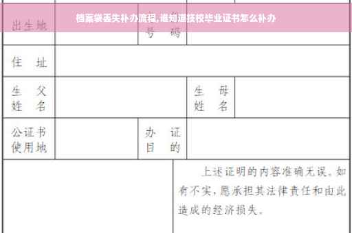 档案袋丢失补办流程,谁知道技校毕业证书怎么补办