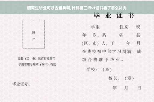 研究生毕业可以去当兵吗,计算机二级vf证书丢了怎么补办
